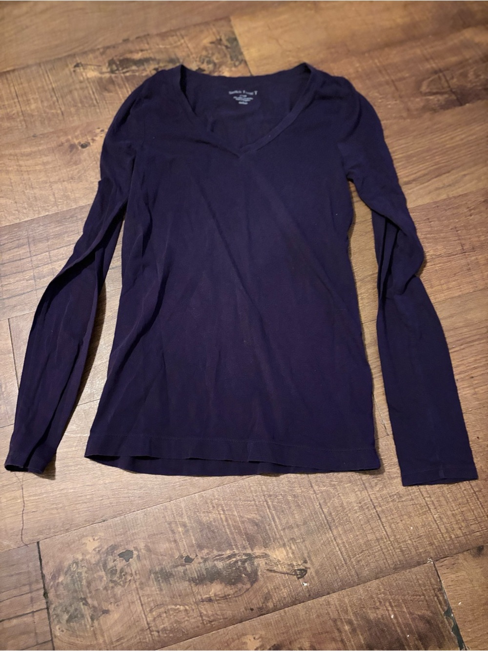 J. Crew Long-Sleeve V-Neck Top in Deep Plum